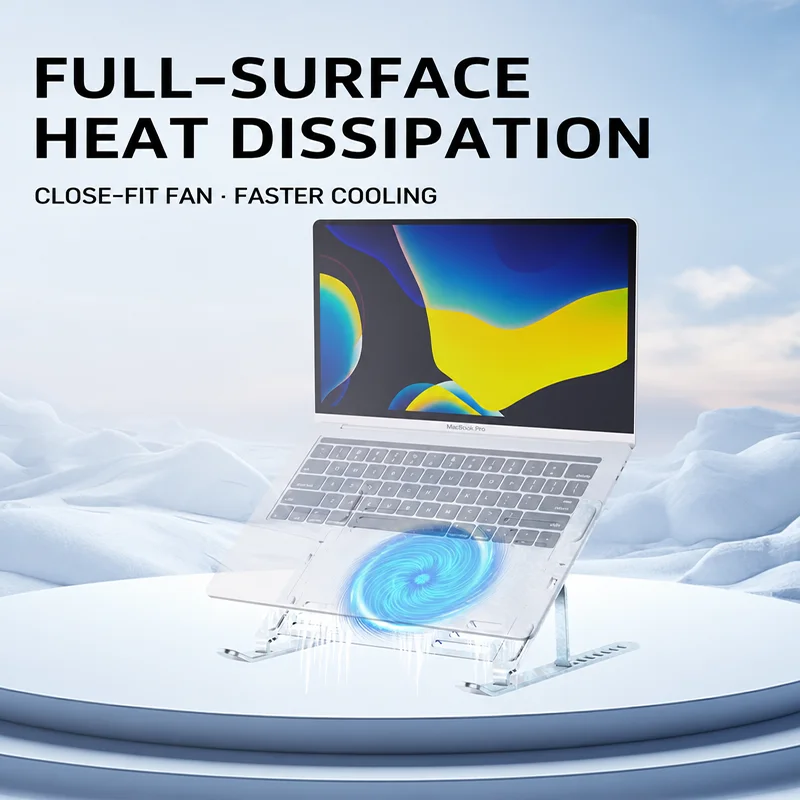 Height Adjustable Foldable Laptop Cooling Stand All-Aluminum 5KG Load 10-17.3