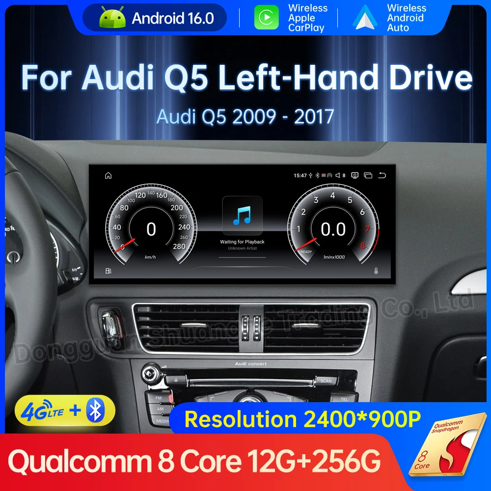 Wireless Auto For Audi Q5 2009 - 2017 Android 15  Navi GPS Car Multimedia Carplay DSP Stereo 4G WIFI Accessories QLED Screen BT