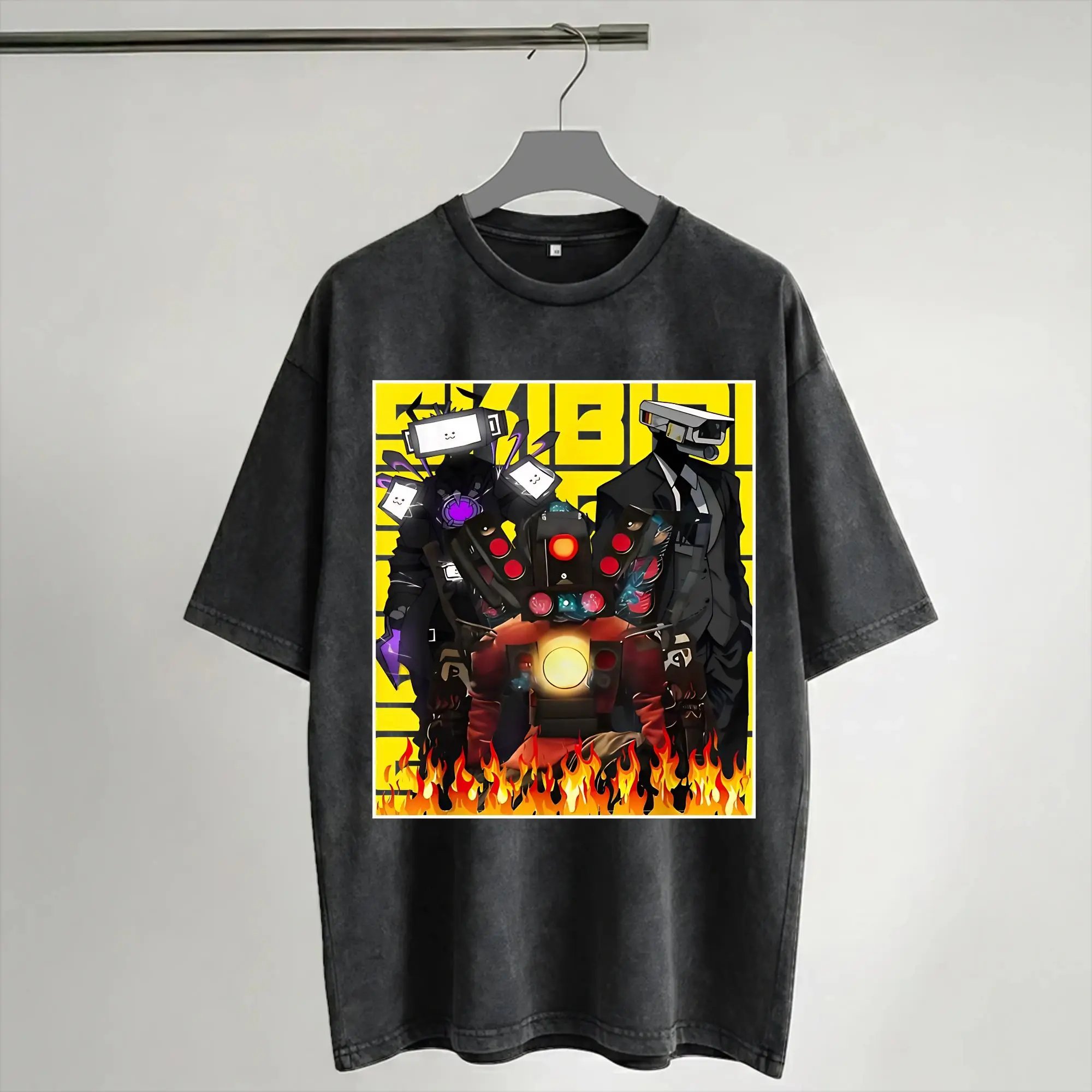 Titan Speakerman Skibidi Toilet T Shirt Hip Hop Washed Short Sleeve Street T-Shirt  Vintage for Men Women Streetwear Summer Tops