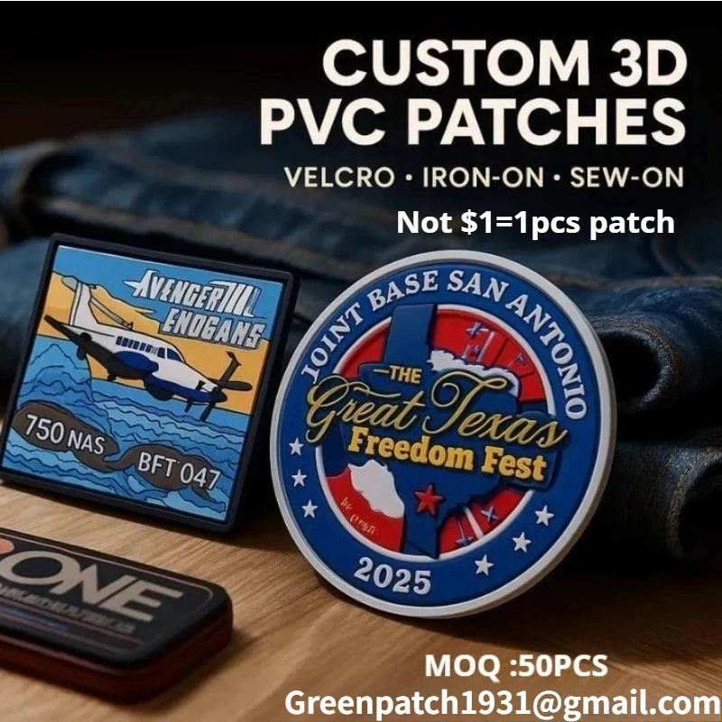 Wholesale Custom PVC Patches 3D Soft Rubber Patch Personalized Logo Badge Hook and Loop Backing Patch for Brand Clothing