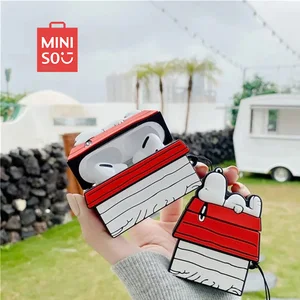 Casing Earphone Snoopy MINISO Baru untuk Airpods Pro 1 2 3 Penutup Pelindung Earbud Bluetooth Nirkabel Silikon Kartun dengan Tali Pengikat 6 casing bose quietcomfort earbuds 2 penjualan terbaik - №