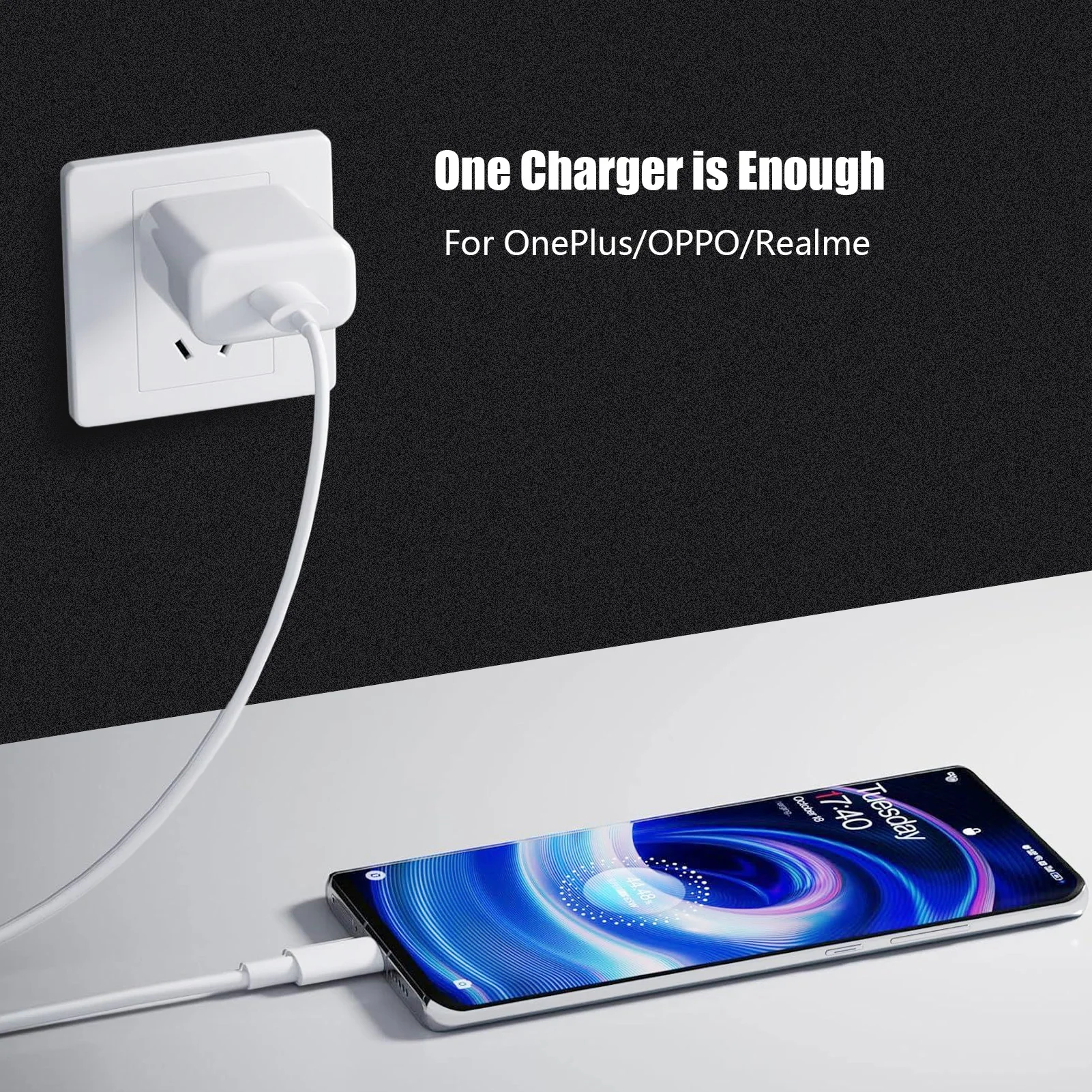 65W Supervooc 2.0 Fast Charger For Oppo K9 Find X2 X3 X5 Pro Neo Lite 5G USB Type-C Cable image 3