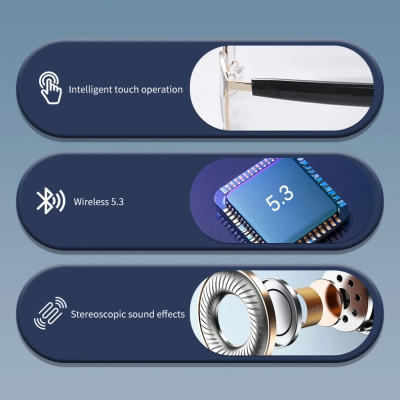 Ulepszone okulary GS06 z kamerą, nagrywaniem wideo, rozpoznawaniem zdjęć AI, połączeniami Bluetooth, tłumaczeniem i asystentem głosowym.