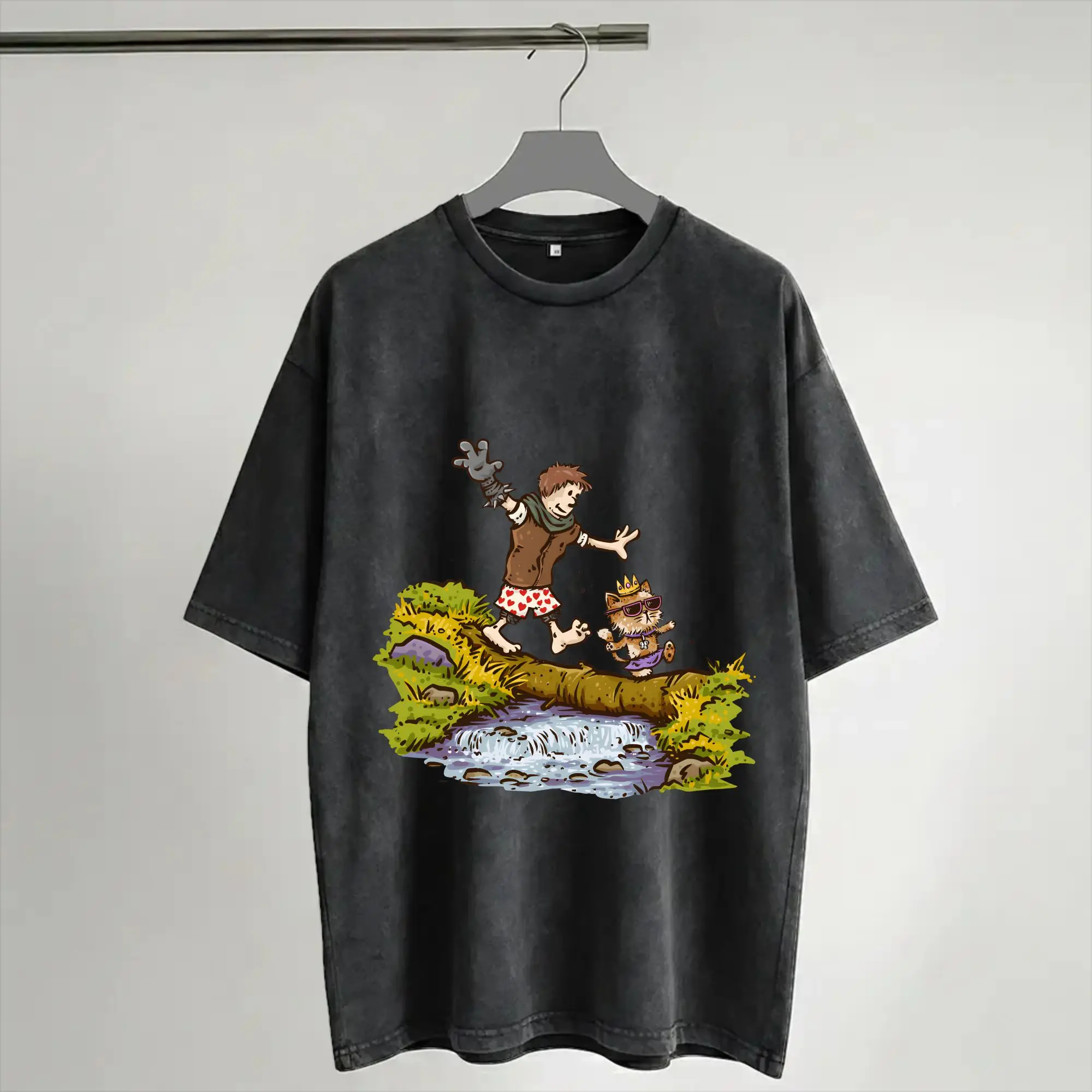 Carl And The Princess Donut and Mongo Dungeon Crawler Carl  T Shirts Hip Hop Washed Short Sleeve Harajuku T-Shirt Streetwear