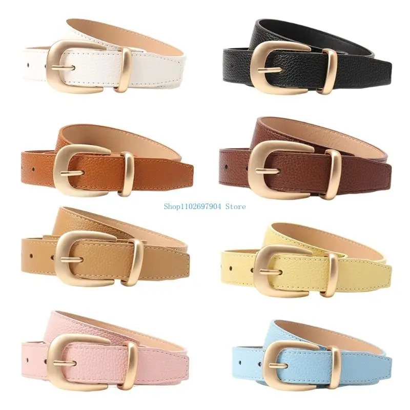 

N7YF Flexible Waist Accent Belt For Ladies Gold Clasp Dress Combinations
