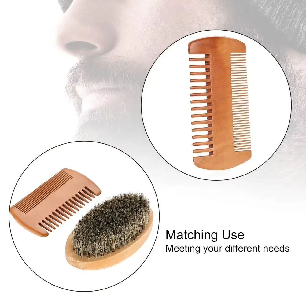 Men's Shaving Brush Set Boar Bristle Portable Barber Natural Beard Brush Comb  for Facial Cleaning Styling Tool