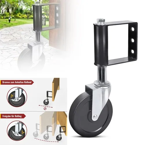 Roue universelle avec frein à ressort, roulements à billes de précision, structure robuste pour portail de clôture et porte
