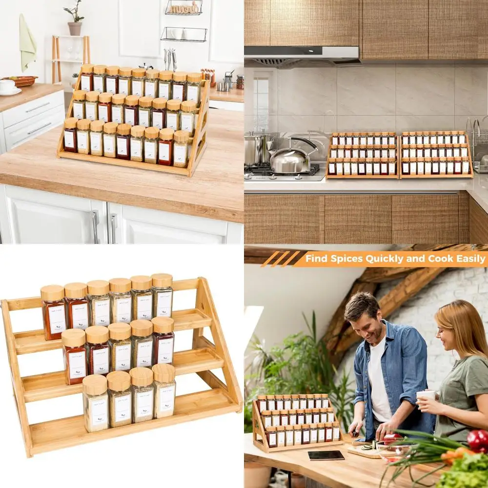 

Настольный бамбуковый органайзер для специй — многоярусная кухонная полка для специй и приправ