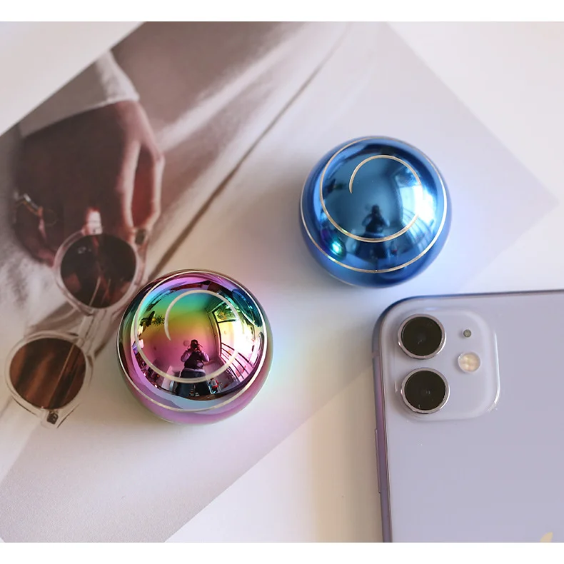 High‑Light Silver Line Round Ball Spinning Fidget Spinner Desktop Rotation Adult Stress Relief Toy
