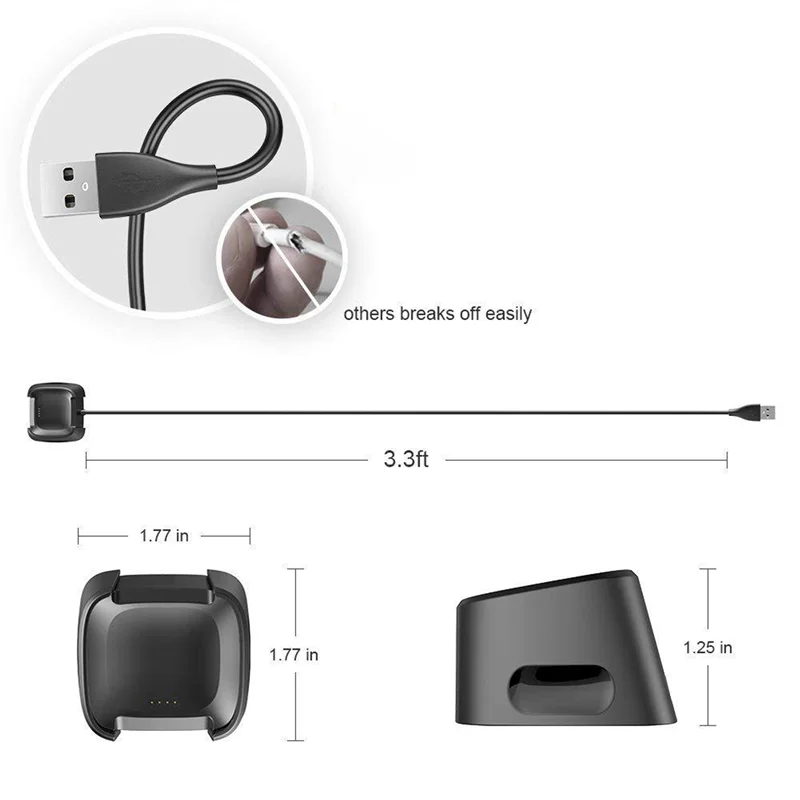 【Sleek Design】2X Charging Base For Fitbit Versa 2 Charger For Fitbit Versa 2 Smart Watch Charging Base