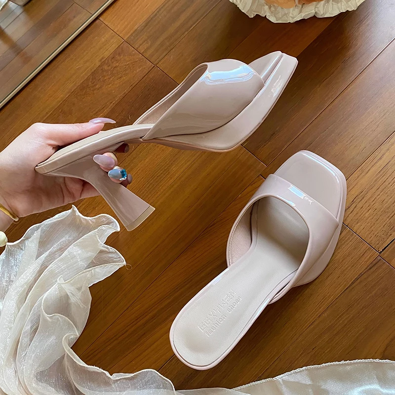 

2025 Summer Women Open Toe Slippers Fashion Thick Heel Dress Shoes Ladies Outdoor Dancing Party Prom Shoes