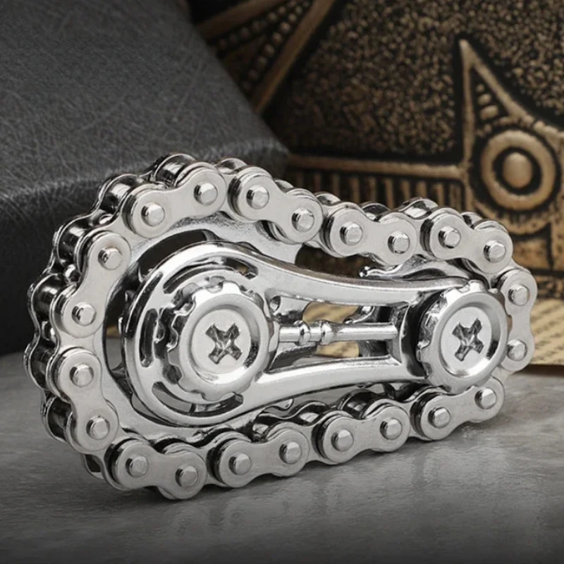 Flywheel Fidget Spinner Chain Tooth Hand Wheel Gear Chain Metal Linkage Rotating Roller Creative EDC Toys Fingertip Gyroscope