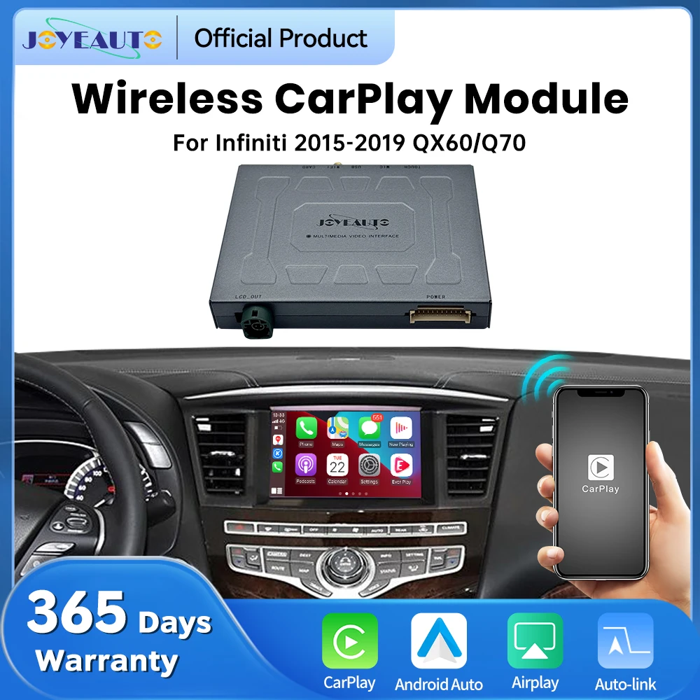 JoyeAuto Wireless CarPlay Android Auto Interface Smart Car System for Infiniti 2015-2019 QX60 Q70 Mirroring AirPlay Retrofit Box