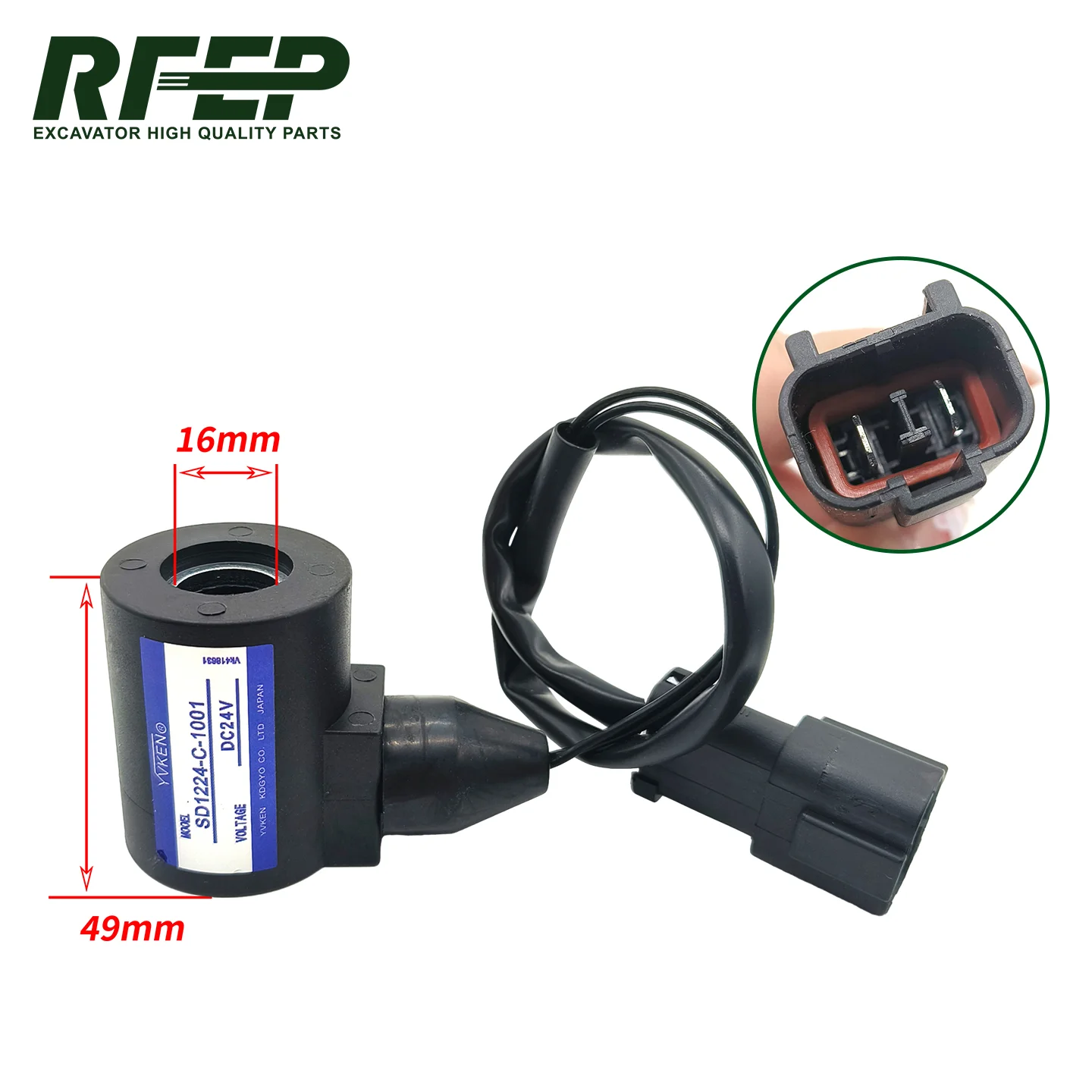 Solenoid Valve Coil SD1224-C-1001 Fit Komatsu PC60-7 Excavator Pure Copper Hydraulic Replacement Parts Spend More Save More