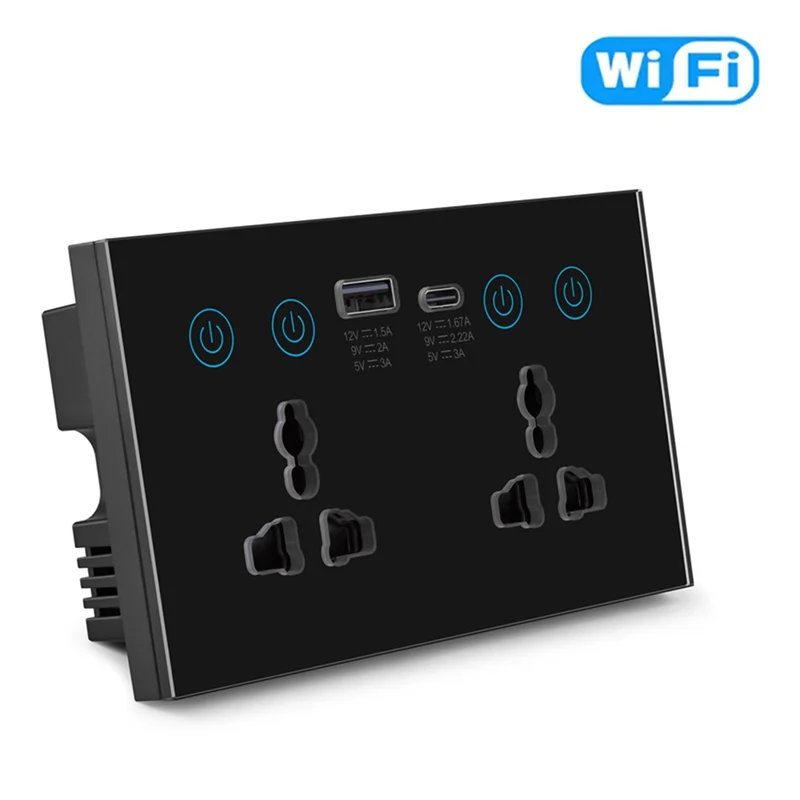 EU UK US Universal Plug Tuya Smart Socket Switch With USB And Type-C Port Outlet Smart Life-AB52