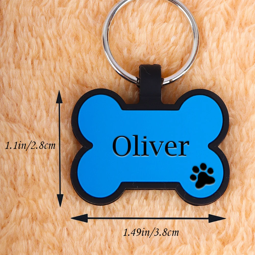 1Pc Personalized Pet Name Tags Soundless Custom Bone Silicone Free Engraving Dog Name Phone Address Pet Supplies