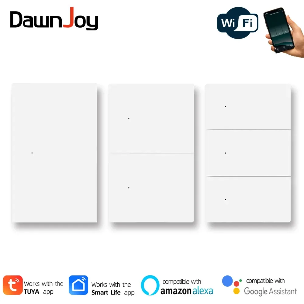 

Dawnjoy smart light wifi smart switch US push button switch neutral wire 110V/220V app remote voice control googlehome alexa