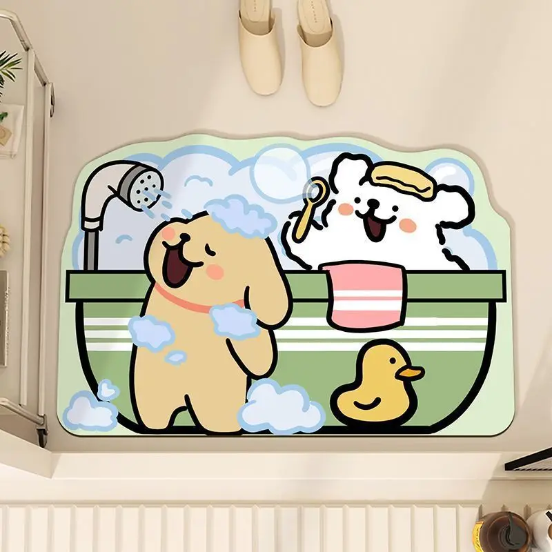 Line puppy bathroom diatom mud absorbent floor mat non-slip quick drying small new comfortable toilet floor mat toilet carpet