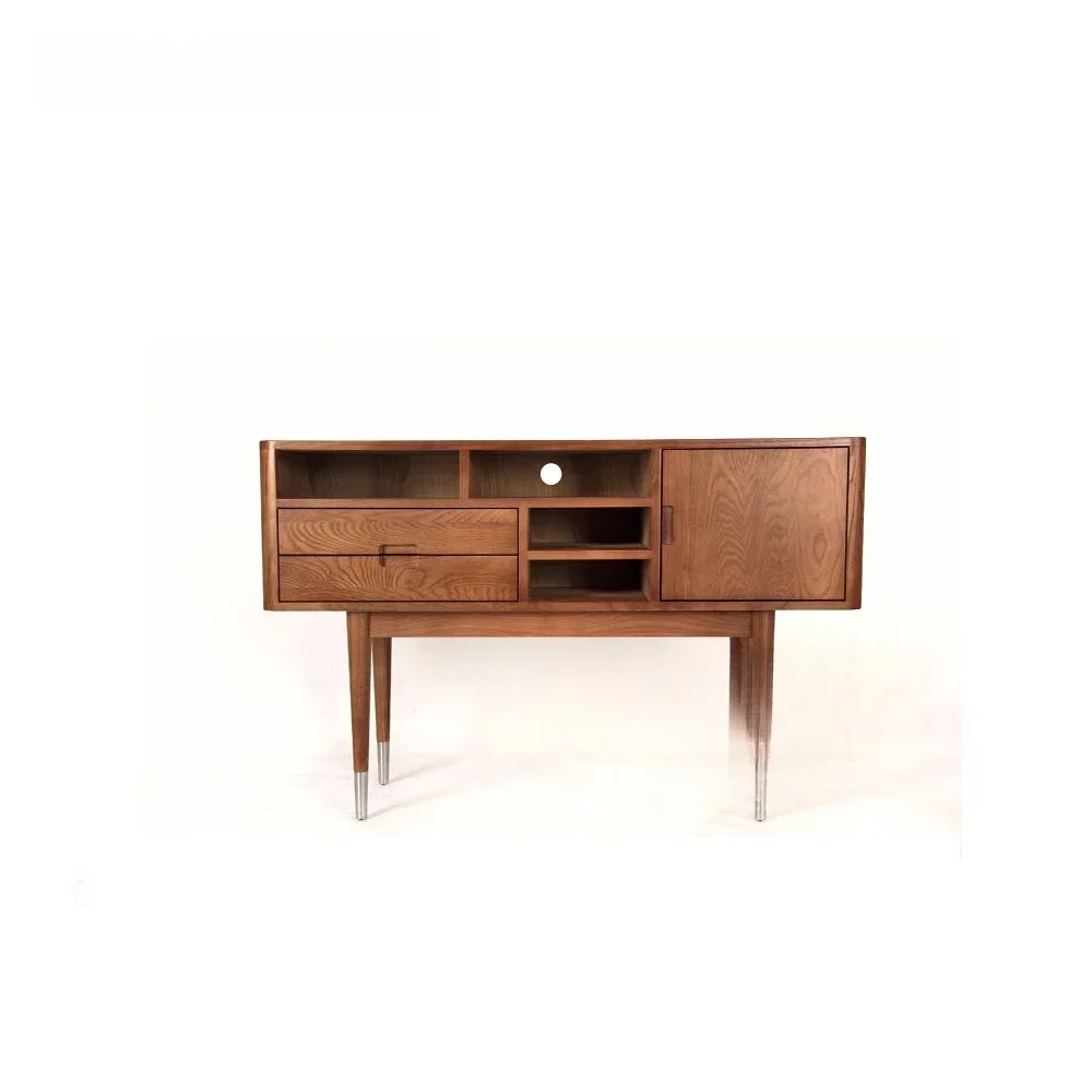 Nordic solid wood porch cabinet, chest cabinet, modern simple walnut color, dining side cabinet, storage cabinet