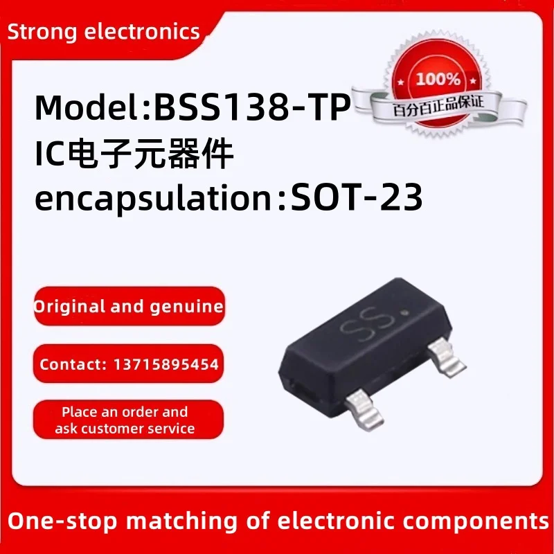 Original BSS138-TP Package: SOT-23 MOSFET N-Ch Enh FET 50Vds 0.22A 20Vgs 0.35W