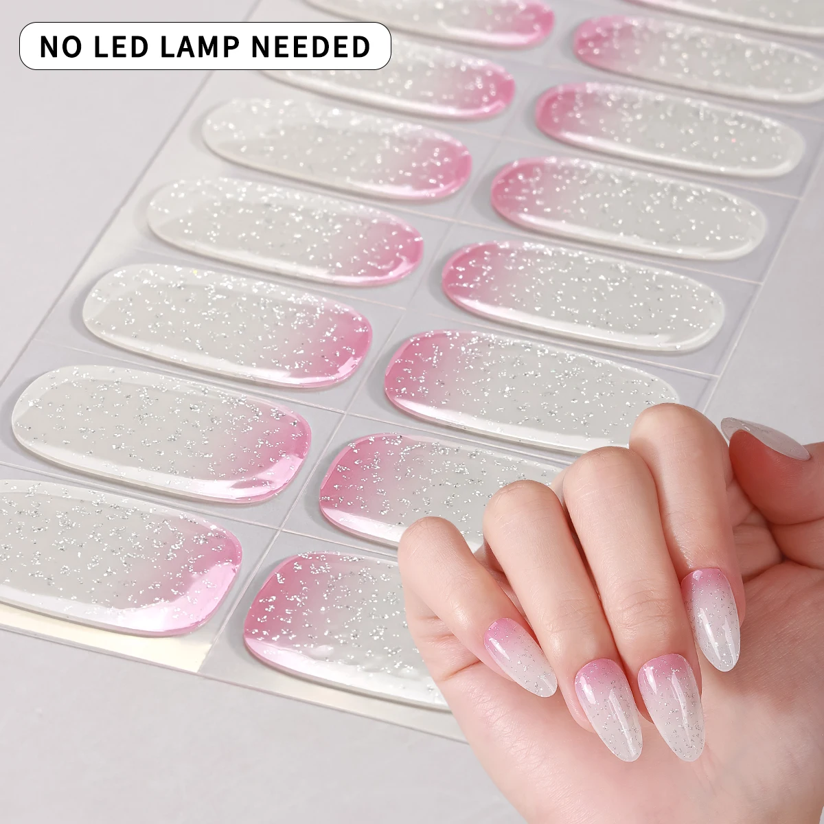 16 punte gradiente cielo stellato gel strisce per unghie copertura completa scintillante glitter adesivi per unghie gel senza cottura decorazione manicure fai da te