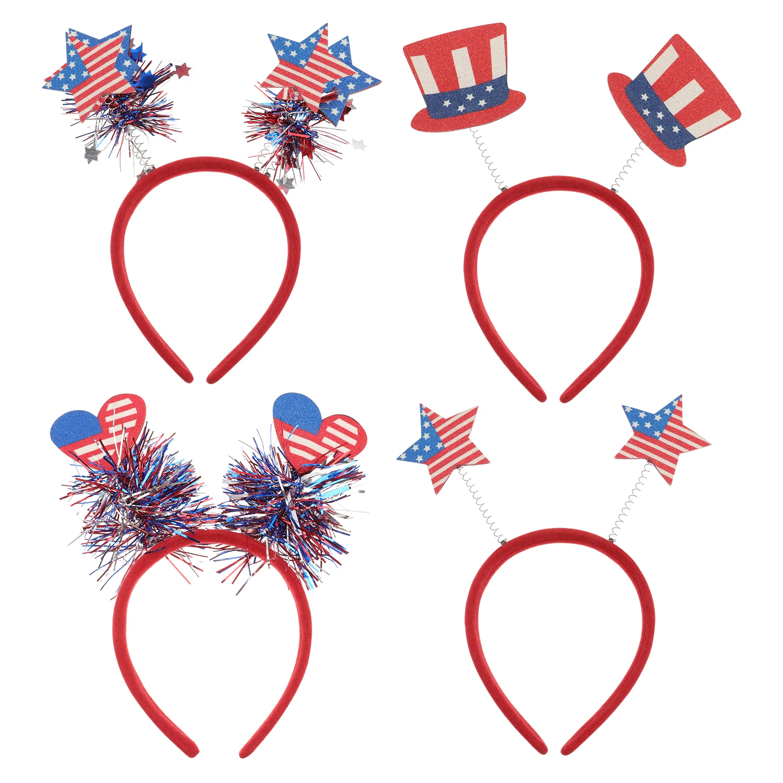 

4pcs Party Hoops Patriotic Fourth Of July Headdress Red White Blue Decorative Headwear Independence Day Accessories Hair Tools