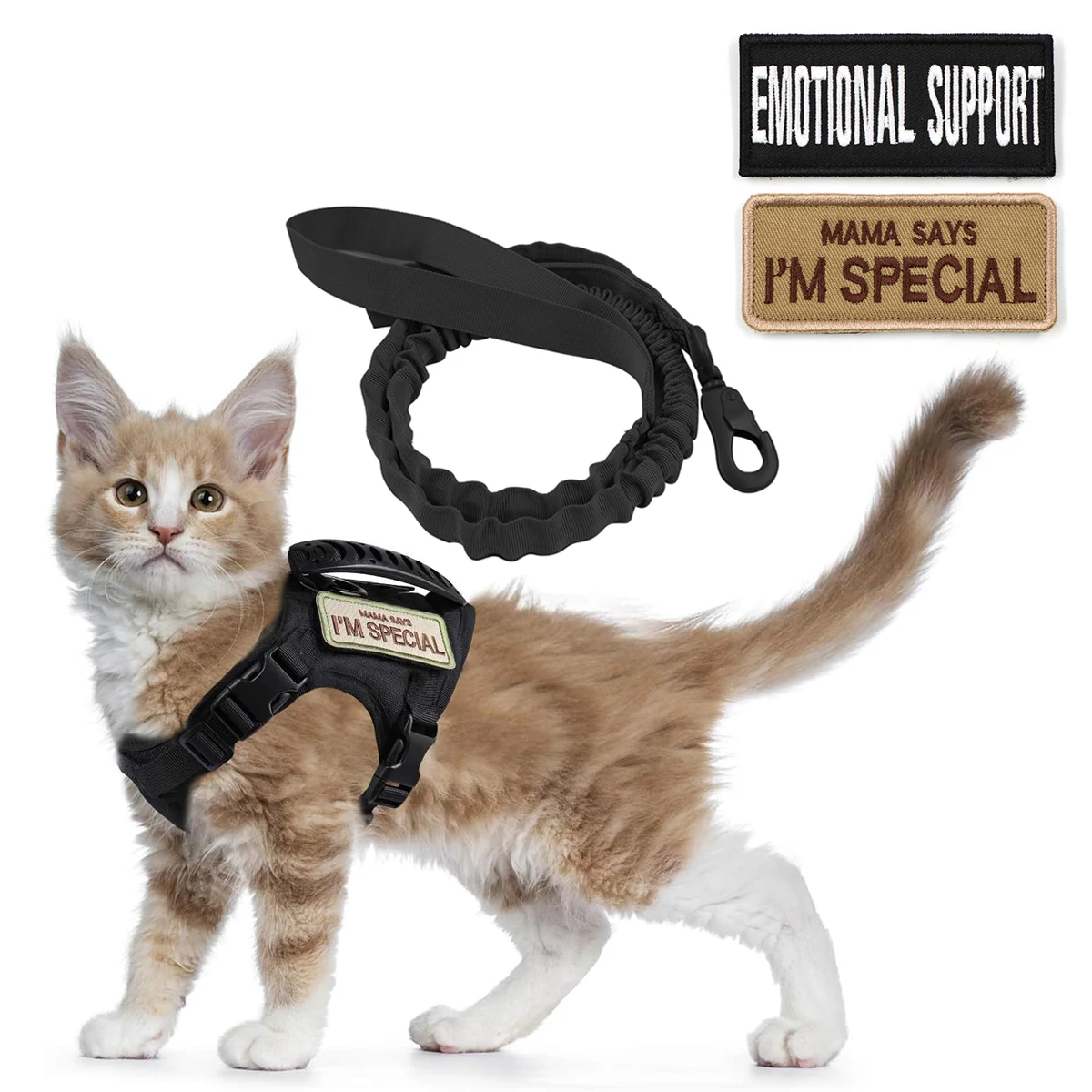 Tactical Small Dog Harness Set Working Training Cat Straps Leash with Patches Soft Mesh Adjustable Puppy K9 Vest with Handle