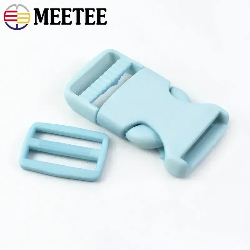 Meetee 5/10Sets 15/20/25mm Colored Plastic Release Buckle Tri-Glide Slider Adjust Clasp Backpack Strap Pet Collar Clamp Hook