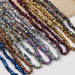 Natural Stone Hematite Irregular Gravel Gold Color/Silver Plated Spacer Loose Beads For Jewelry Making Bracelets DIY Accessories