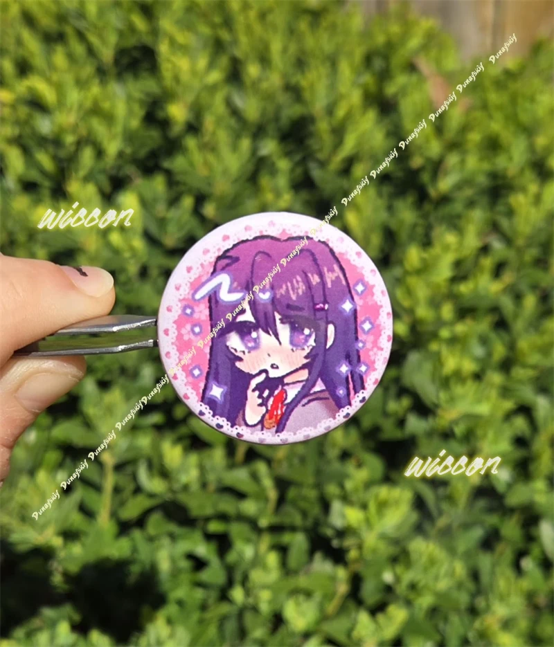 Doki Doki Literature Club 58mm Buttons Pins Anime Character Round Badge Visual Novel Game Backpack Decor Collectible Fans Gift