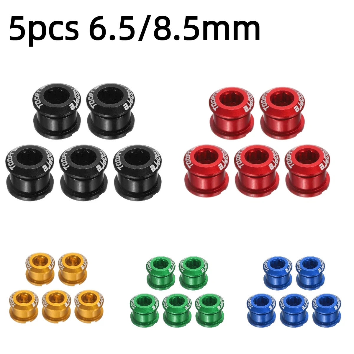 5pcs 6.5/8.5mm Chainring Bolts Single Double Chainring Screws M8 Aluminum Alloy Bike Chainwheel Screws Mountain Road MTB Bike
