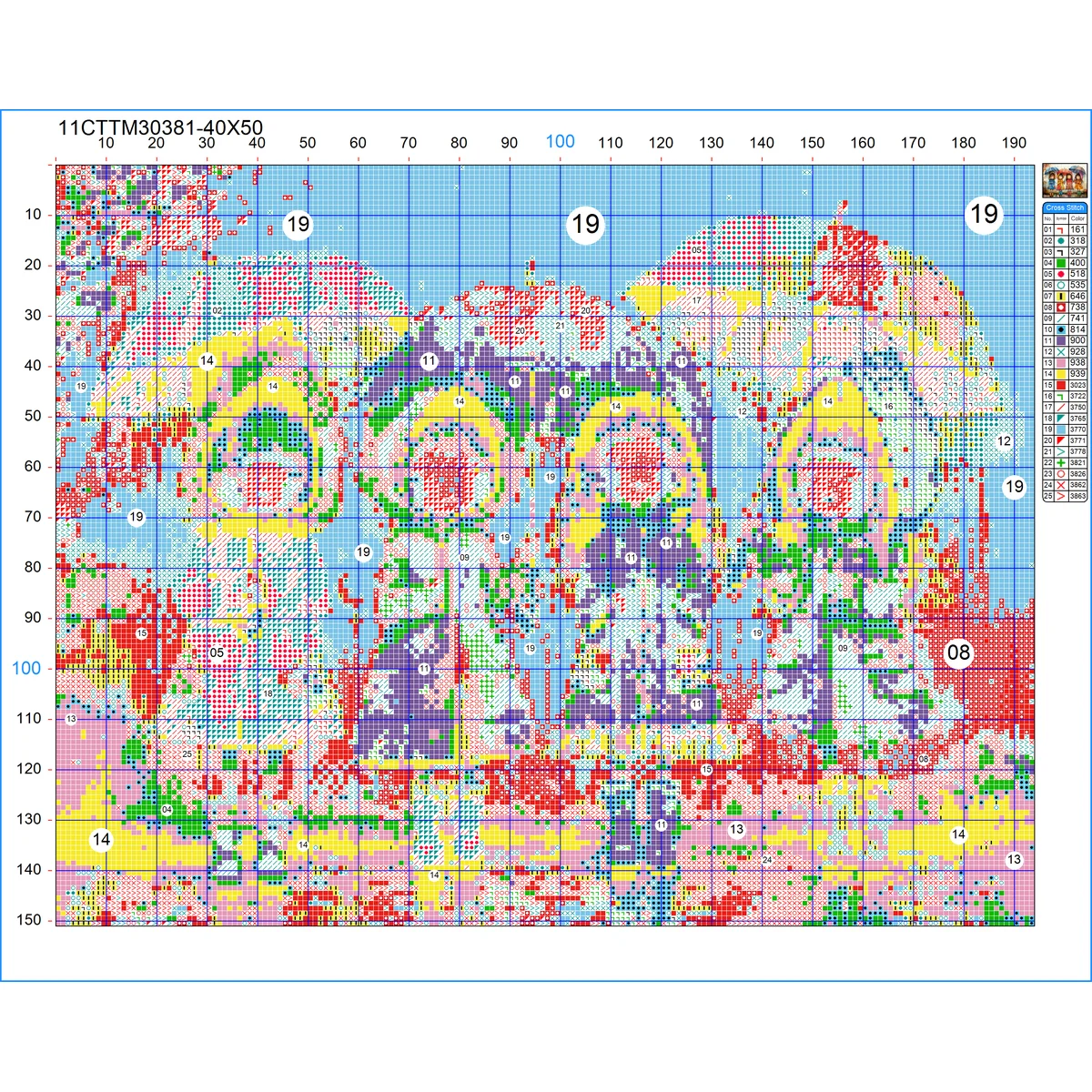1 Stück 40x50cm/15,7x19,69 Zoll, 11Ct/14Ct Kreuzstich-Set, DIY Valentinstagsgeschenk, Stickerei-Set für Festlichkeiten, Blumen – Detail 2