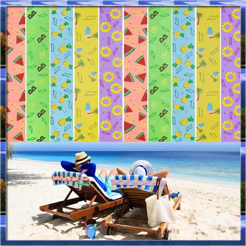 AS59 - أربطة مناشف الشاطئ، 10 أربطة مناشف لكرسي كراسي الرحلات البحرية على الشاطئ مقاس 12 × 2 بوصة لعقد منشفة الشاطئ في الصيف