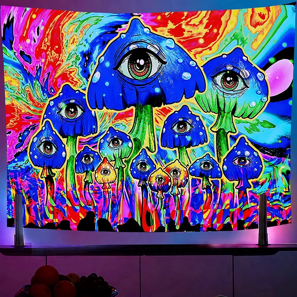 Glow-in-the-Dark Tapestries with Colorful Mystical Designs UV reaction tapestry background decoration  bedroom party decoration