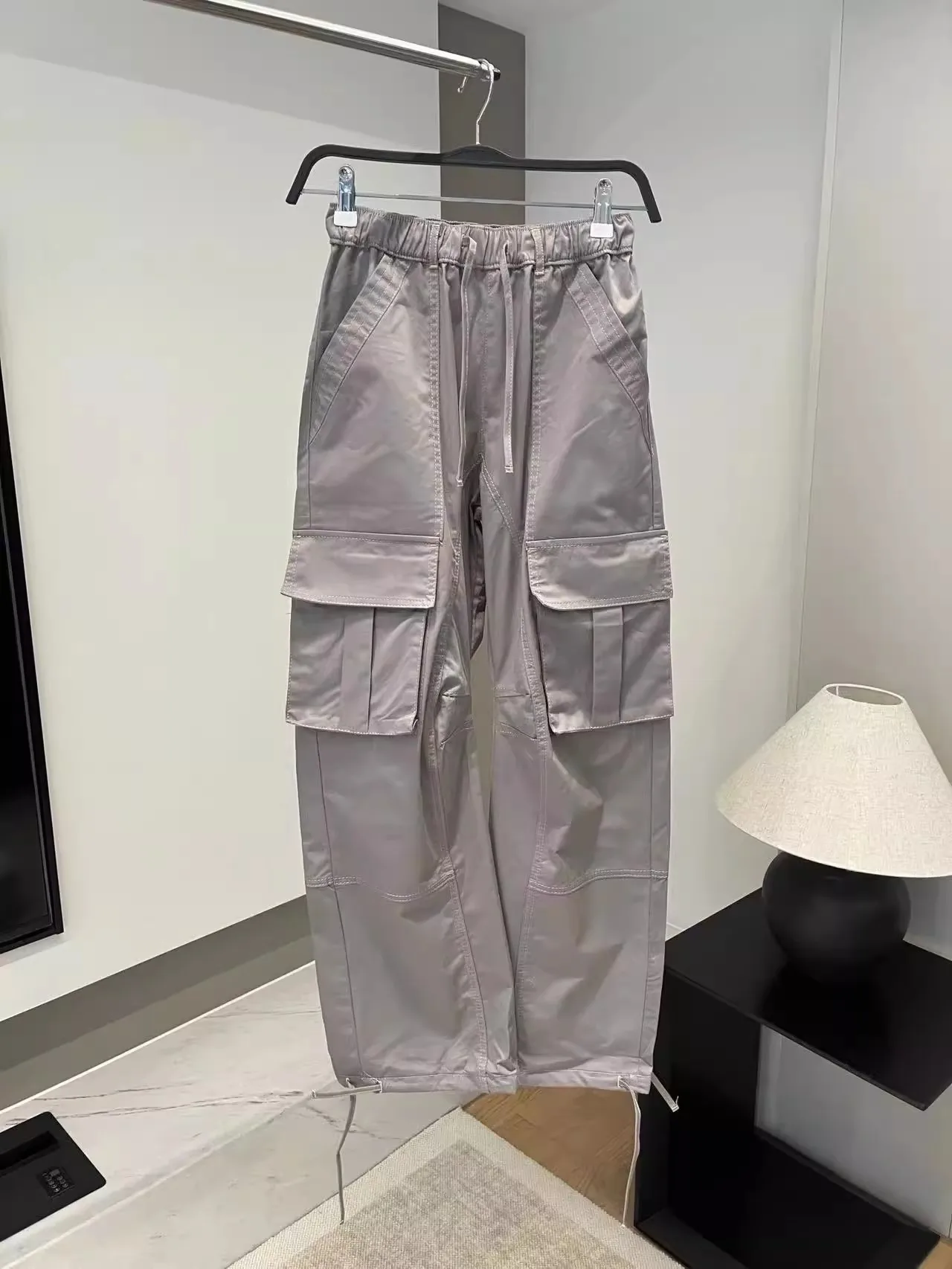 

High Waist Workwear Casual Pants Decorative ket Sewing Line Women's Spring New Sle KISS Loose Fit Long Trousers