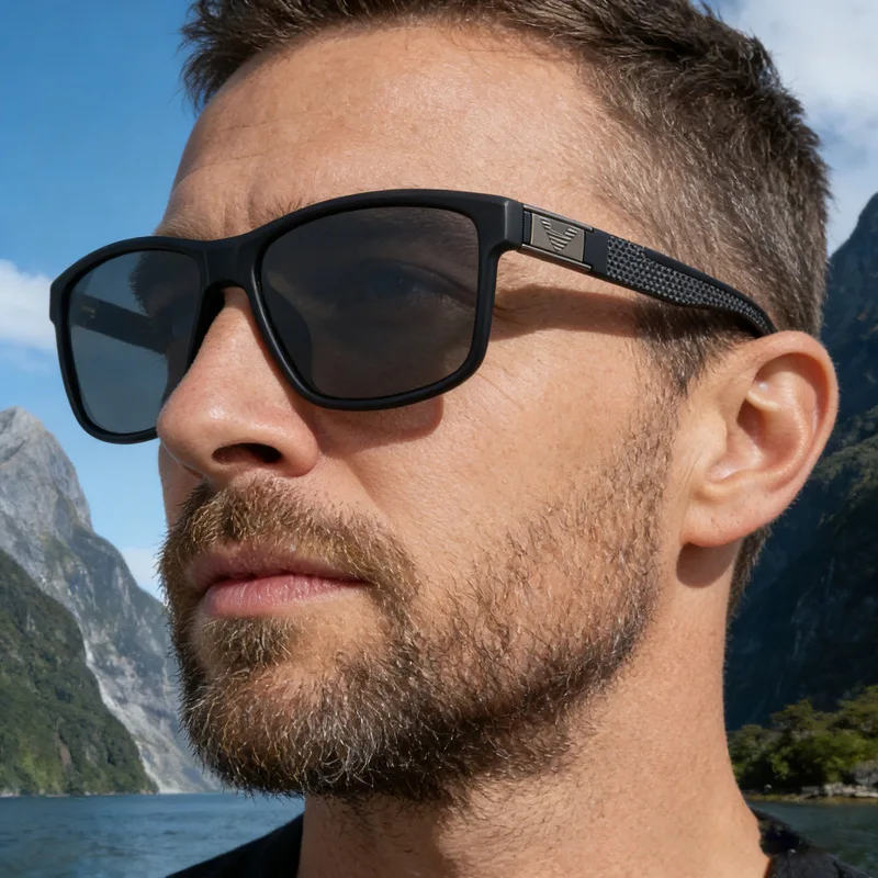 Square men polarized fishing sunglasses trendy stylish accessory offering sophisticated look for outdoor activities and driving