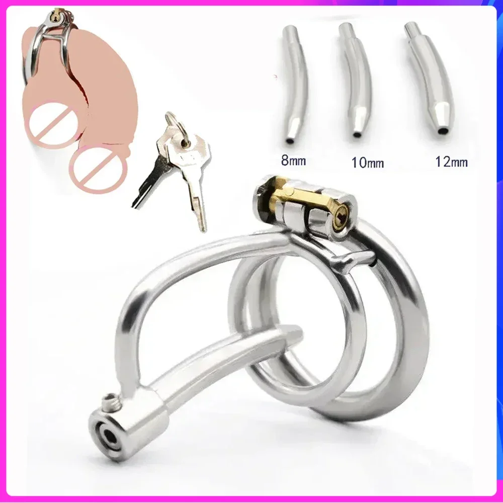 

Male Urethral Catheter Stainless Steel Chastity Devices Cock Cage Penis Plug Restraint Cock Ring Lock Urethra Dilator Sex Toys