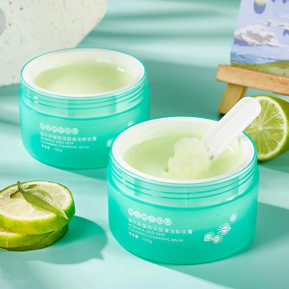 Bálsamo limpiador de plantas verdes, eliminador de maquillaje, bálsamo de fusión, crema purificadora, nutritiva para toda la piel de la cara, W5D7