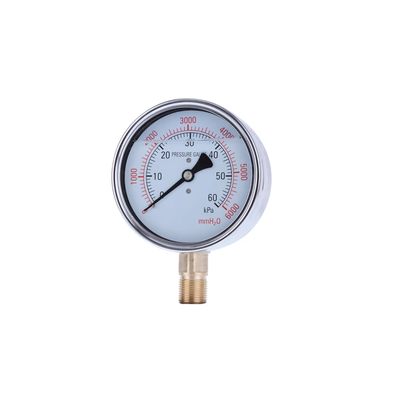 High Quality YEN100 Shockproof  Stainless Steel Micro Pressure Gauge Filled with Oil Antiseismic Kpa Gauge 10Kpa 16Kpa 25