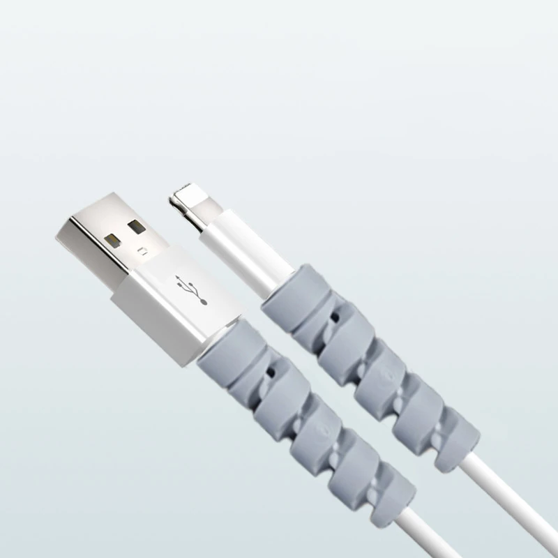 

6PCS Cable Protector Silicone Charge Cable Spiral Winder Wire End Cord Savers Cover For IPhone USB Charger Cable Accessories