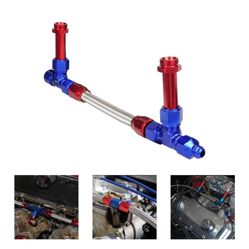 8AN Dual Feed การใช้สาย 7/8 "Braided Dual Inlet การใช้ชุดสาย 4150 คาร์บูเรเตอร์สําหรับ Holley-A27R