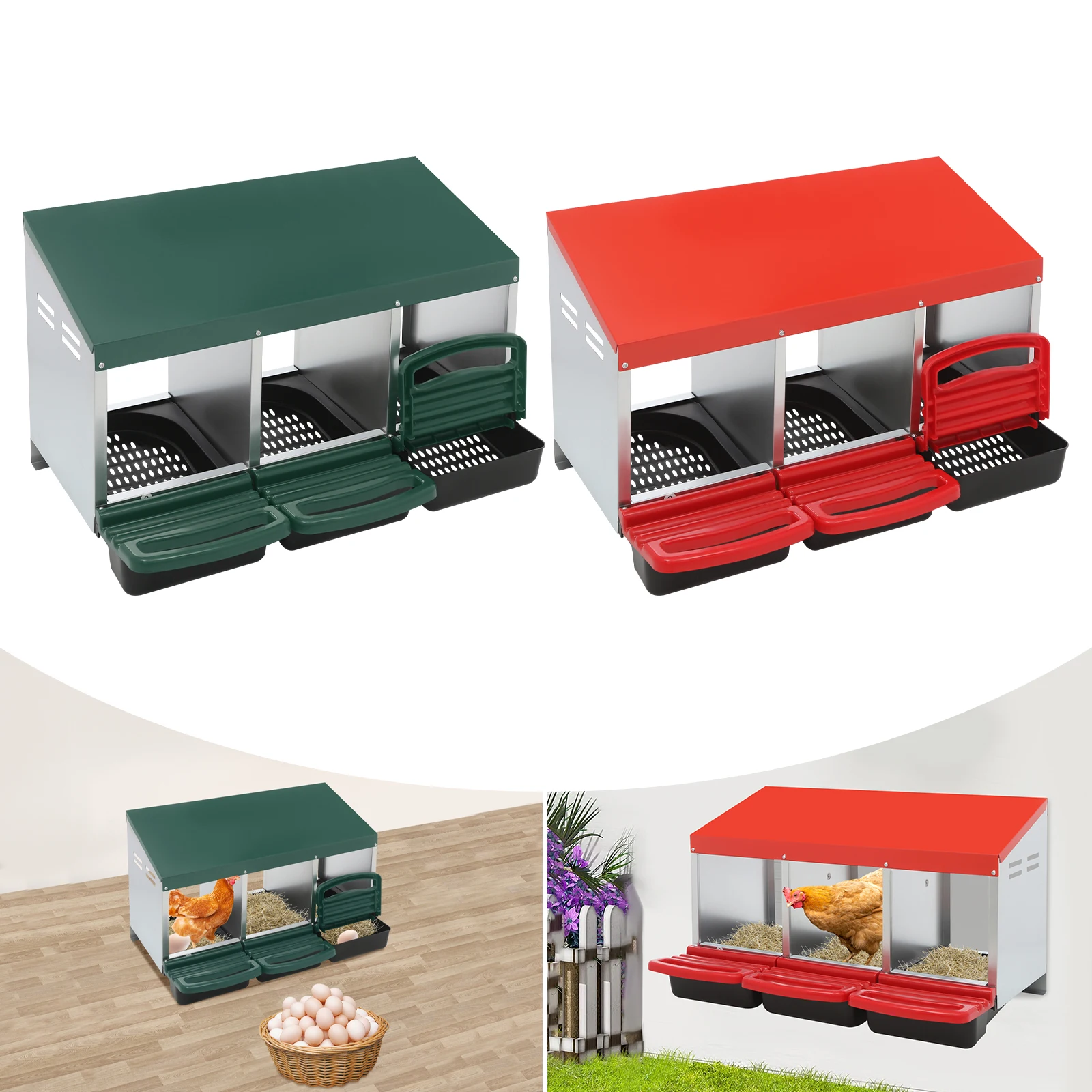 صندوق تعشيش حظيرة الدجاج صندوق تعشيش الدجاج PP صندوق وضع بيض الدجاج للدجاج والبط والدواجن مريح واسع وسهل التنظيف