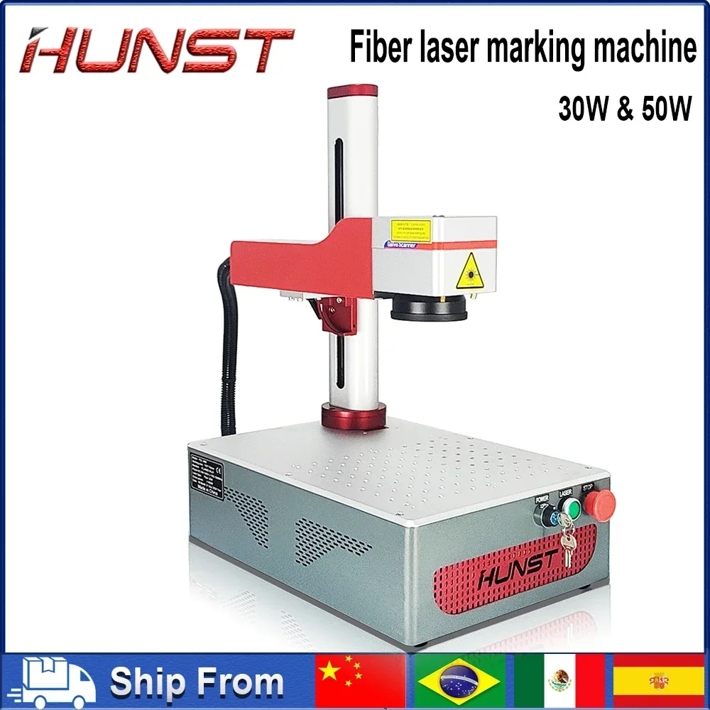 Hunst Küçük Markalama Makinesi, 30W 50W Taşınabilir, Katlanabilir, Mini Fiber Gravür Makinesi, DIY Markalama Hediyesi, Metal Takı Gravür
