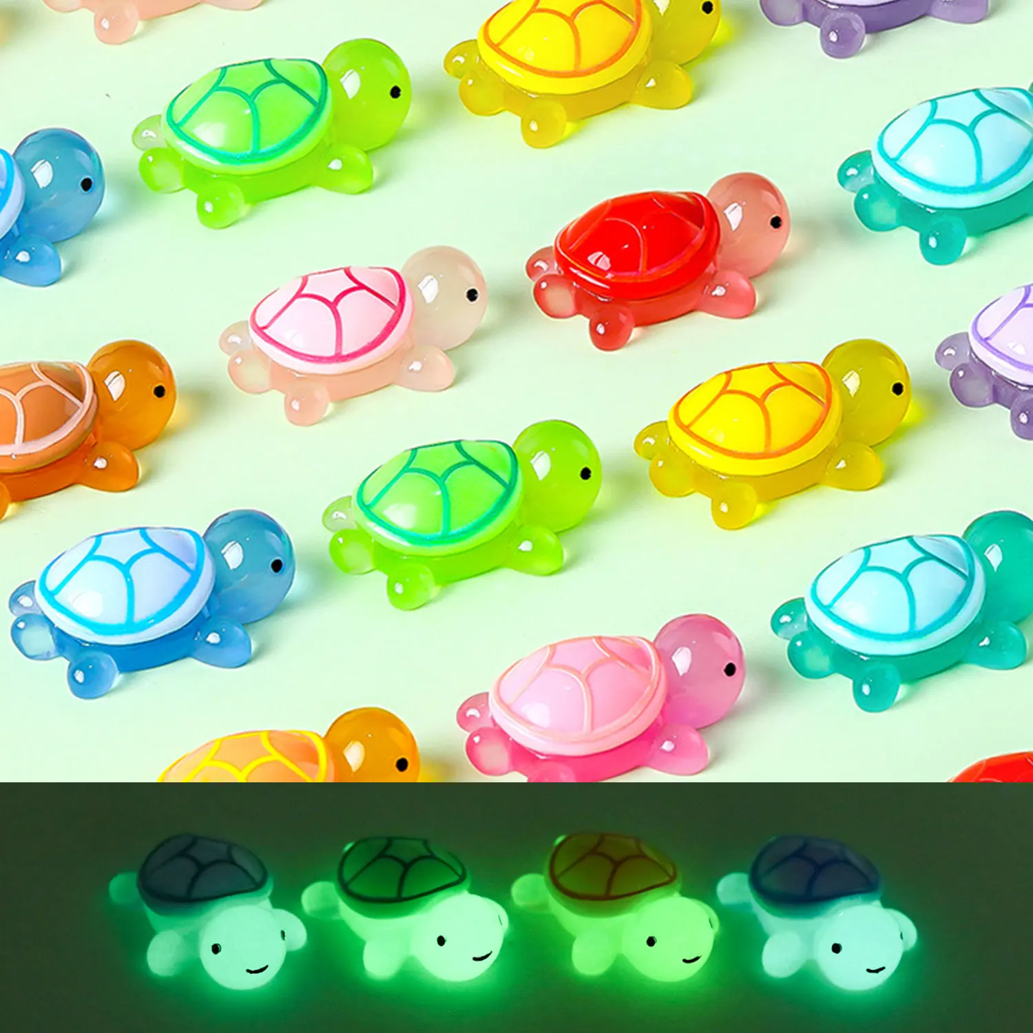 Glow-in-the-dark Turtle Mini Resin Photo Accessories Desktop Decoration Glow-in-the-dark Turtle Ornamental Fish Tank Mini