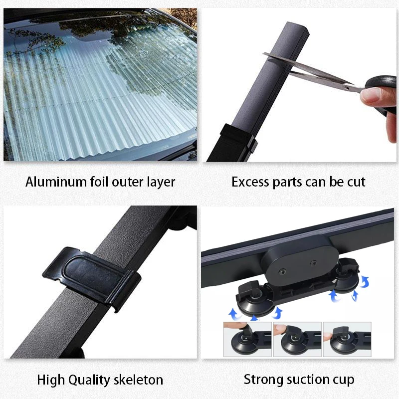 Einziehbare Windschutz scheibe Sonnenschutz für Auto Sonnenblende Schutz blöcke 99% UV-Strahlen Auto Sonnenschutz passt Frontscheibe mit Saugnapf