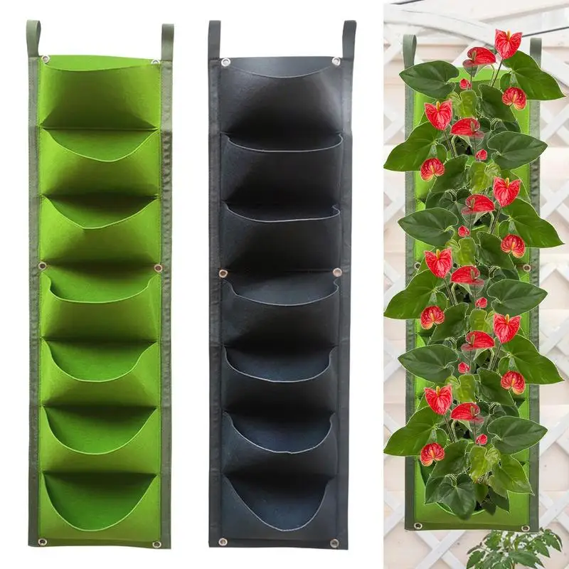 Vertical Garden Wall 7 Pockets Vertical Planter Hang Vertical Wall Garden Planter Plant Grow Bag For Flower Vegetable