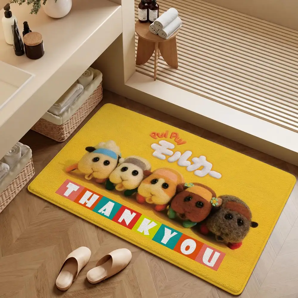 Floor Mat Molcar Soft Flannel Shiromo Entrance Doormat Non-Slip PUI Washable Rug For Bedroom Kitchen Potato Anime PUI Home Decor