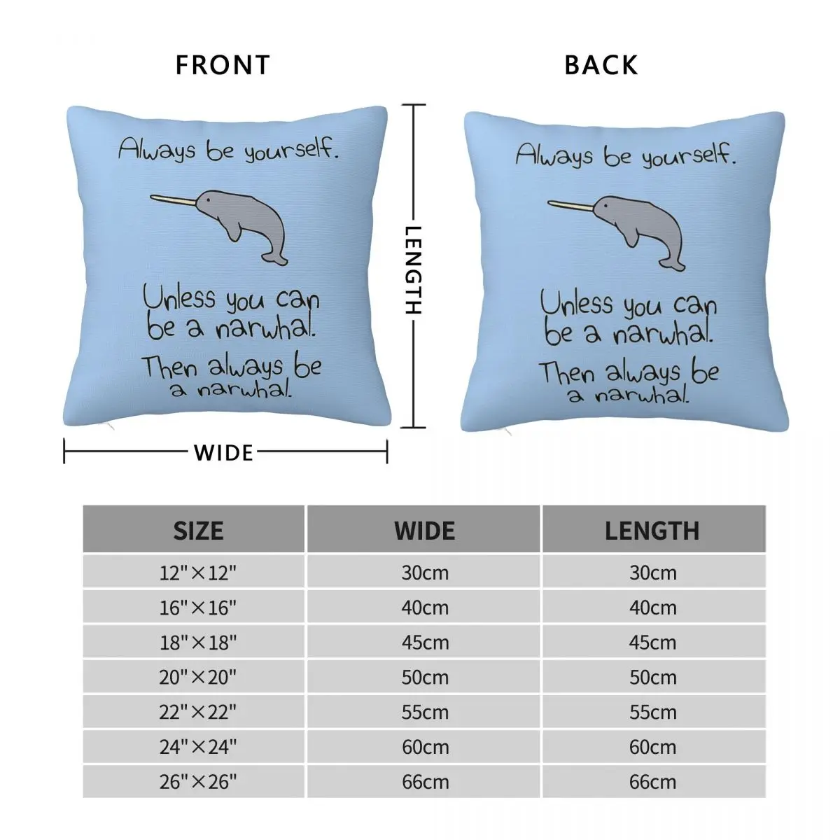 Be Yourself Unless You Can Be A Narwhal Square Pillowcase Polyester Linen Velvet Printed Decorative Pillow Home Cushion Cover