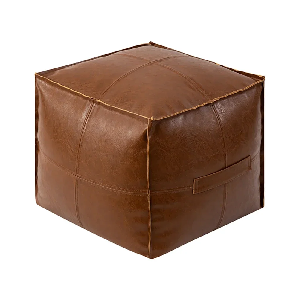 

Leather Entryway Pedicure Stool Luxury Antique Square Vintage Foot Rest Stools Large Standing Meuble Salon Dining Room Furniture