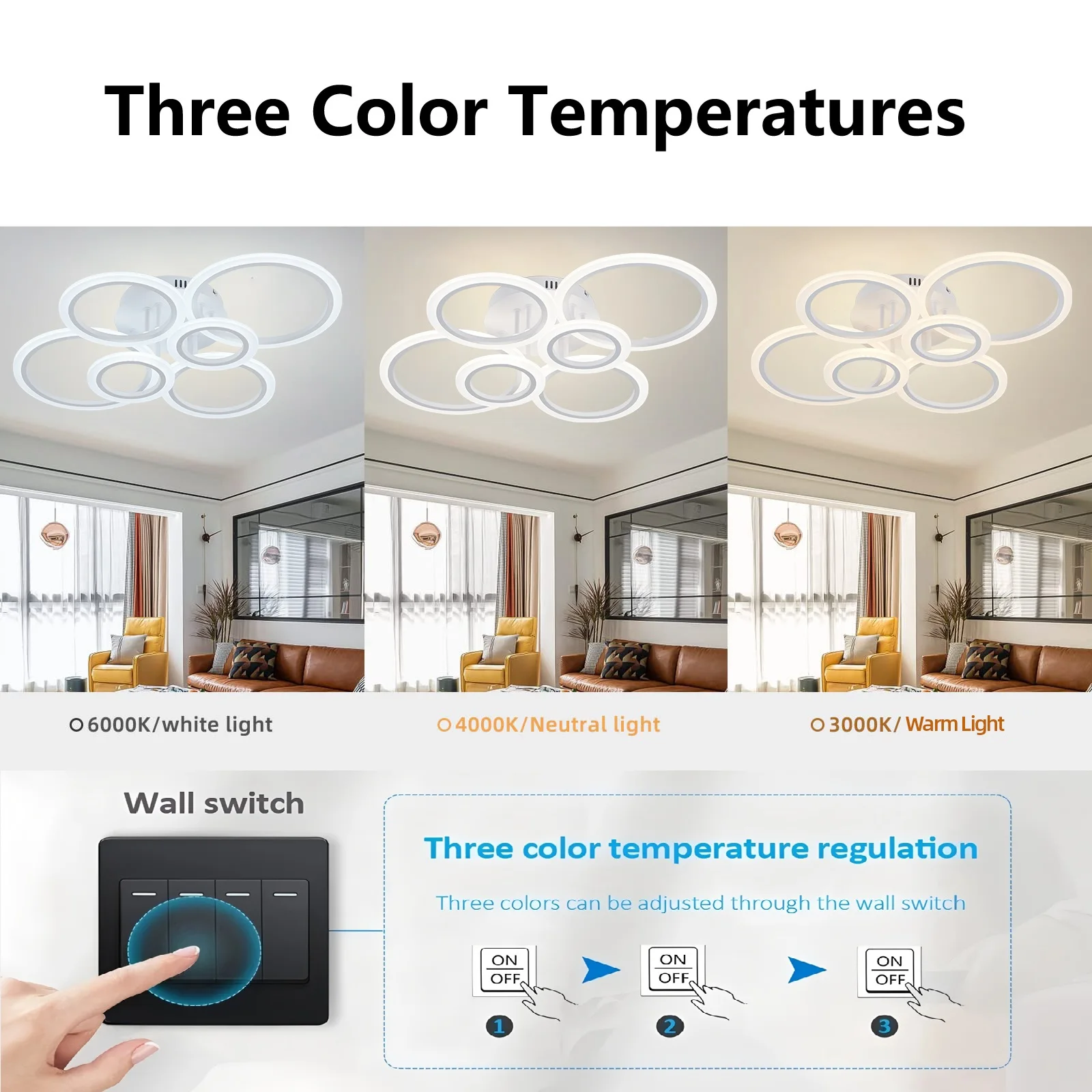 Modern LED Chandelier Home Lighting Ring Ceiling Chandelier Living Room Bedroom Lighting Chandelier Simple Ceiling Light